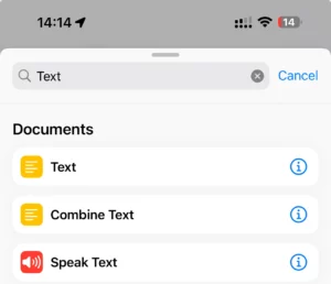 Add text action