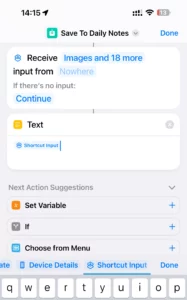 Shortcut input ready