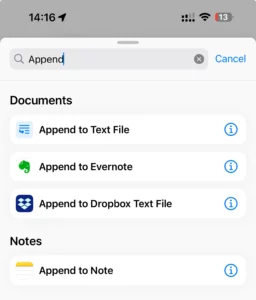 Append to text file