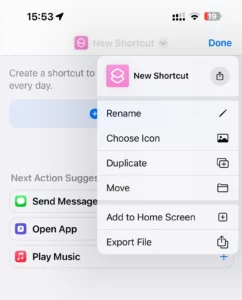 Create new shortcut
