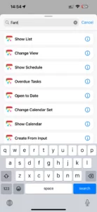 List of available actions